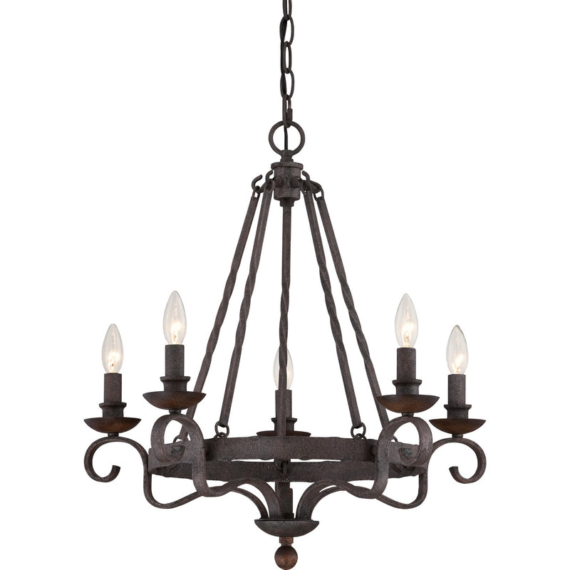 Quoizel NBE5005RK Five Light Chandelier, Rustic Black