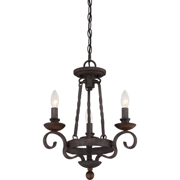 Quoizel NBE5303RK Three Light Chandelier, Rustic Black