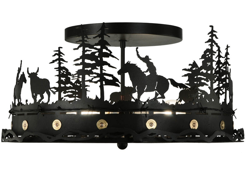 Meyda Tiffany 136277 Four Light Flushmount, Textured Black