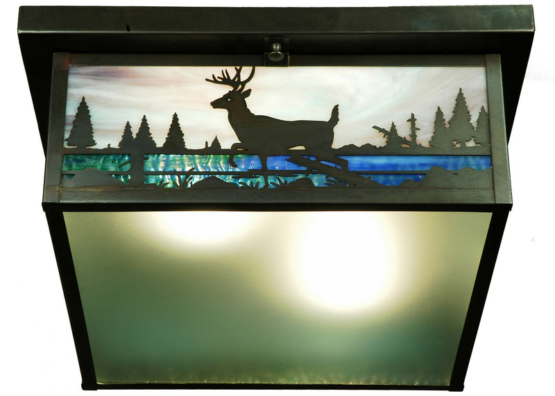 Meyda Tiffany 136989 Two Light Flushmount, Craftsman Brown