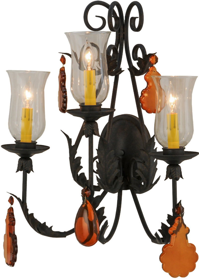 Meyda Tiffany 137195 Three Light Wall Sconce, Chestnut