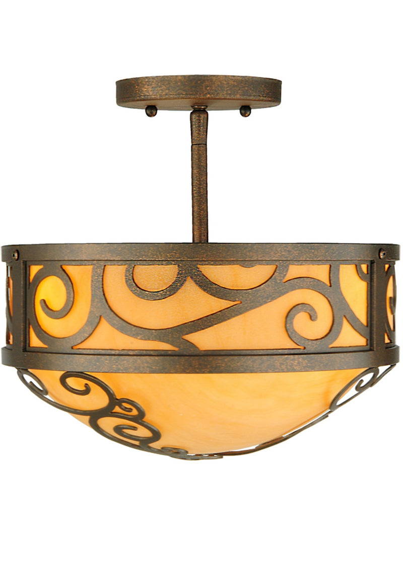 Meyda Tiffany 137259 Three Light Semi-Flushmount, Gilded Tobacco