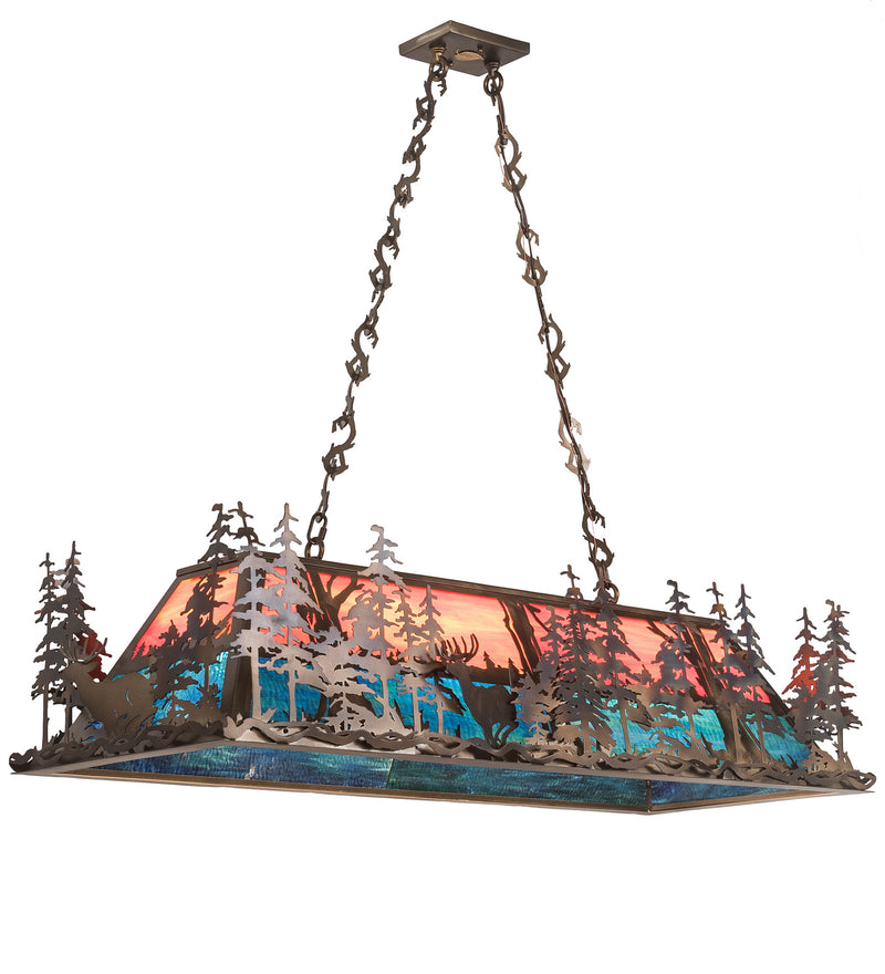 Meyda Tiffany 137642 Nine Light Oblong Pendant, Antique Copper
