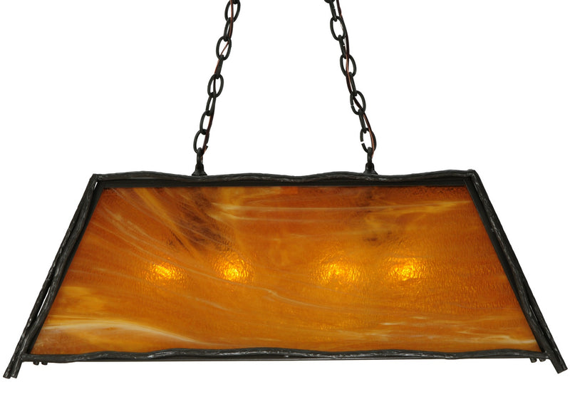Meyda Tiffany 137707 Four Light Oblong Pendant, Antique Copper