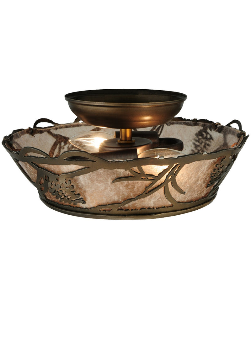 Meyda Tiffany 137902 Two Light Flushmount, Antique Copper