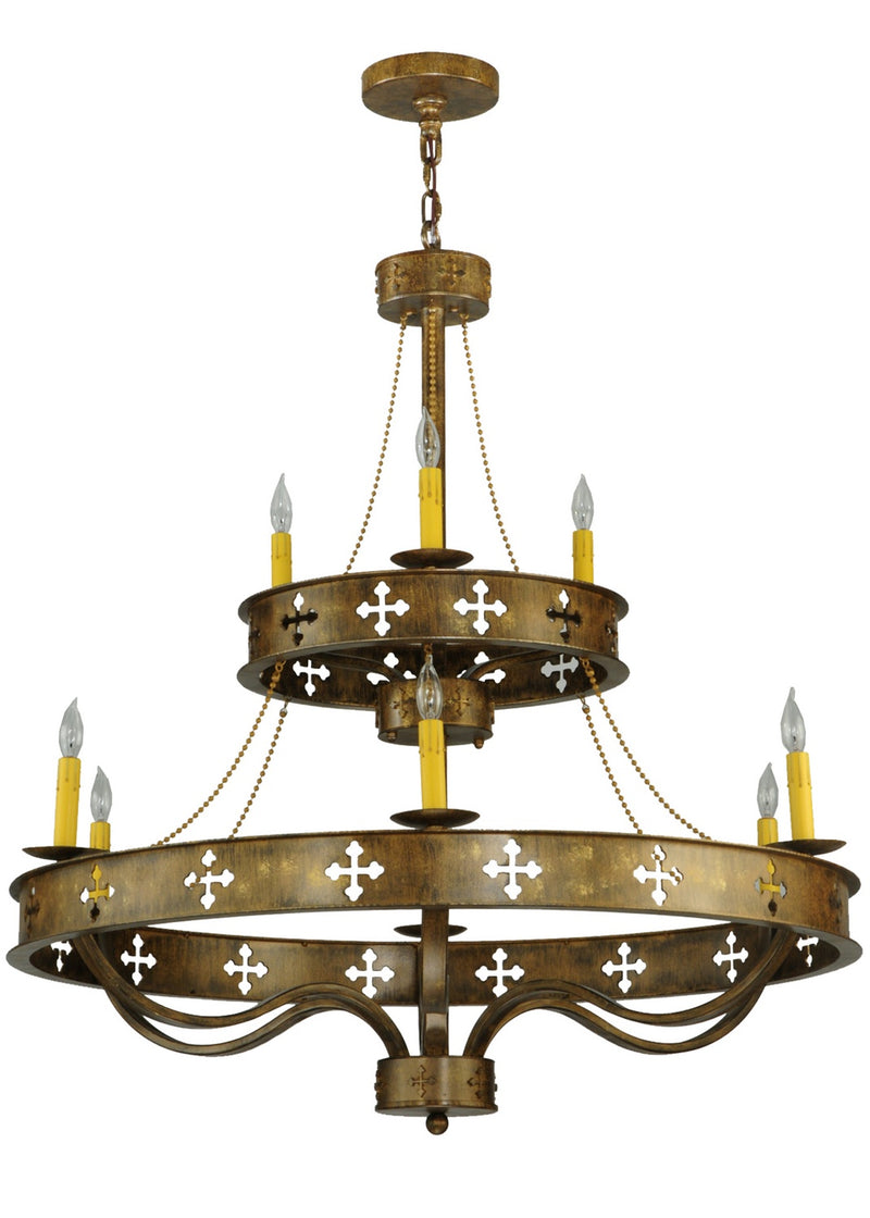 Meyda Tiffany 137956 Nine Light Chandelier, Brushed Gold