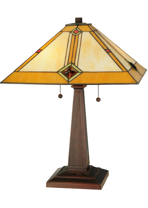 Meyda Tiffany 138110 Two Light Table Lamp, Mahogany Bronze