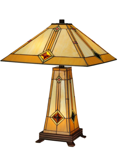 Meyda Tiffany 138111 Three Light Table Lamp, Mahogany Bronze