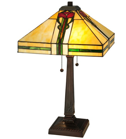 Meyda Tiffany 138117 Two Light Table Lamp, Mahogany Bronze