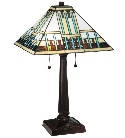 Meyda Tiffany 138119 Two Light Table Lamp, Mahogany Bronze