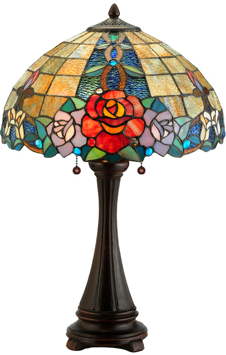 Meyda Tiffany 138121 Two Light Table Lamp, Mahogany Bronze