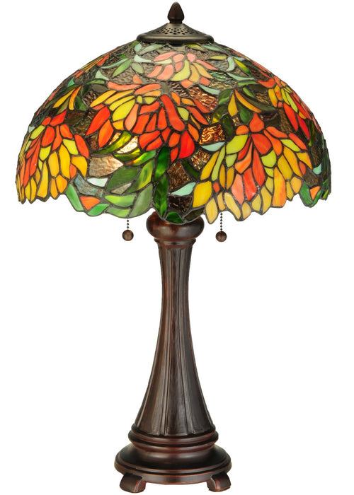 Meyda Tiffany 138122 Two Light Table Lamp, Mahogany Bronze