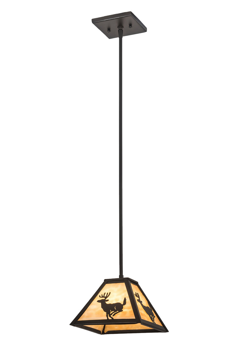 Meyda Tiffany 138213 One Light Mini Pendant, Craftsman Brown