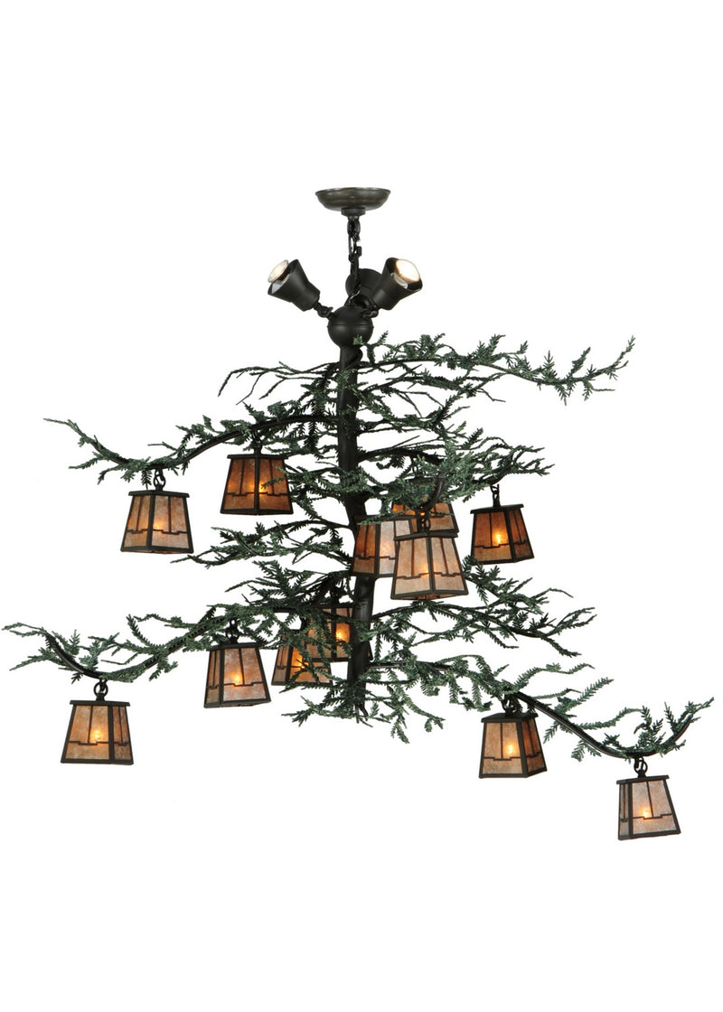 Meyda Tiffany 138383 15 Light Chandelier, Wrought Iron/Green Branches