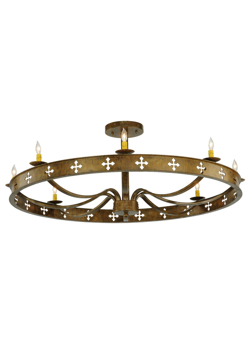 Meyda Tiffany 138435 Eight Light Semi-Flushmount, Brushed Gold