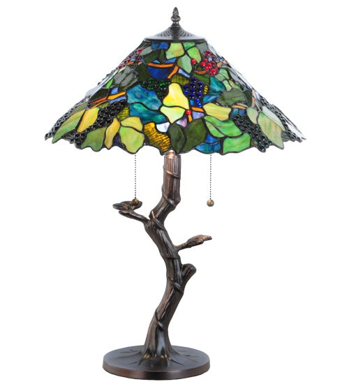 Meyda Tiffany 138583 Two Light Table Lamp, Mahogany Bronze