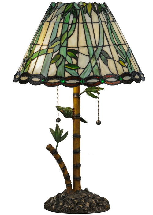 Meyda Tiffany 138588 Two Light Table Lamp, Faux Bamboo