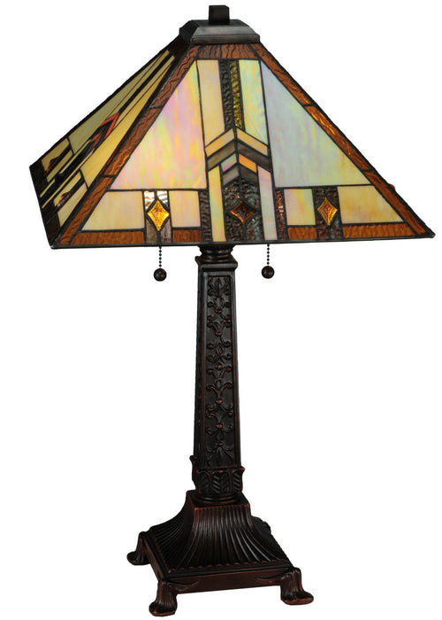 Meyda Tiffany 138773 Two Light Table Lamp, Mahogany Bronze