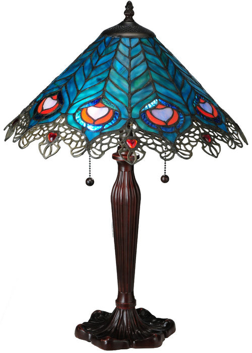 Meyda Tiffany 138775 Two Light Table Lamp, Mahogany Bronze