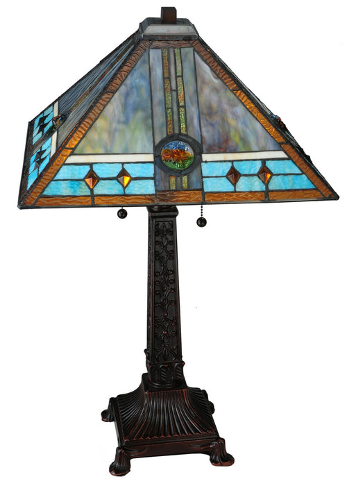 Meyda Tiffany 138776 Two Light Table Lamp, Mahogany Bronze