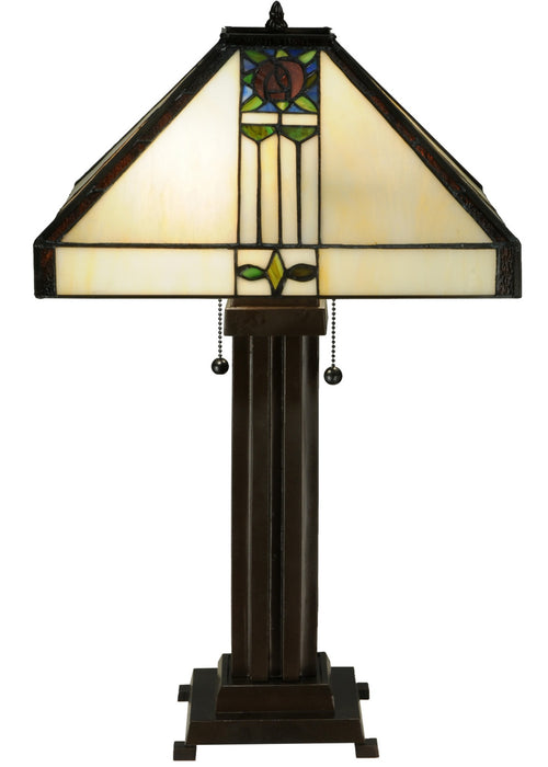 Meyda Tiffany 139227 Two Light Table Lamp, Natural Wood