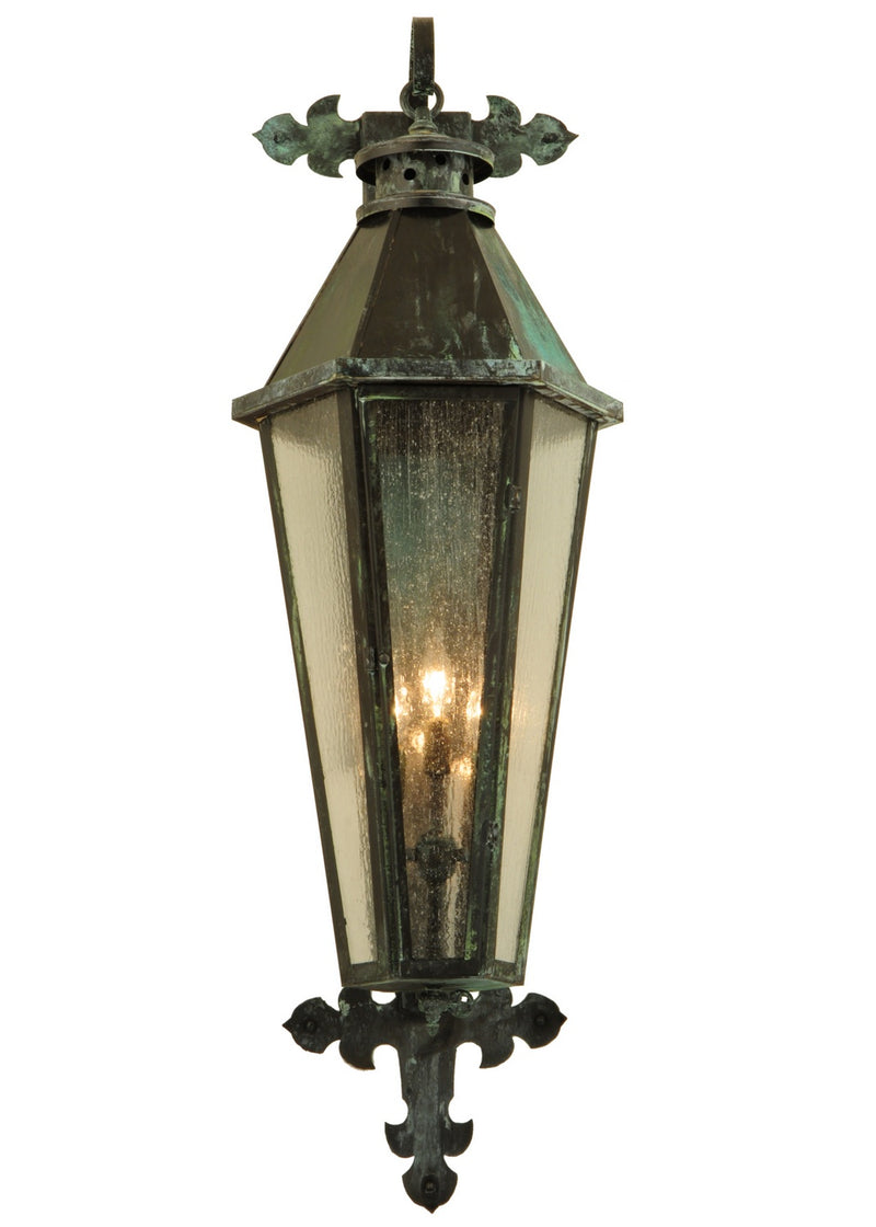 Meyda Tiffany 139356 Three Light Wall Sconce, Craftsman Verde On Brass