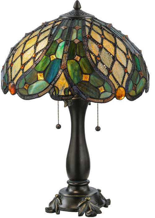 Meyda Tiffany 139420 Two Light Table Lamp, Mahogany Bronze