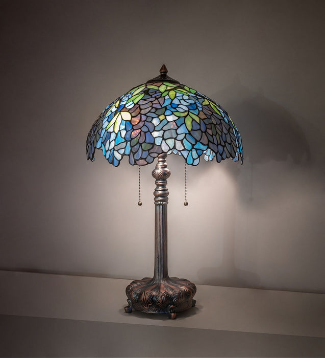 Meyda Tiffany 139606 Two Light Table Lamp, Mahogany Bronze