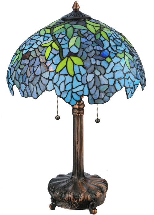 Meyda Tiffany 139606 Two Light Table Lamp, Mahogany Bronze