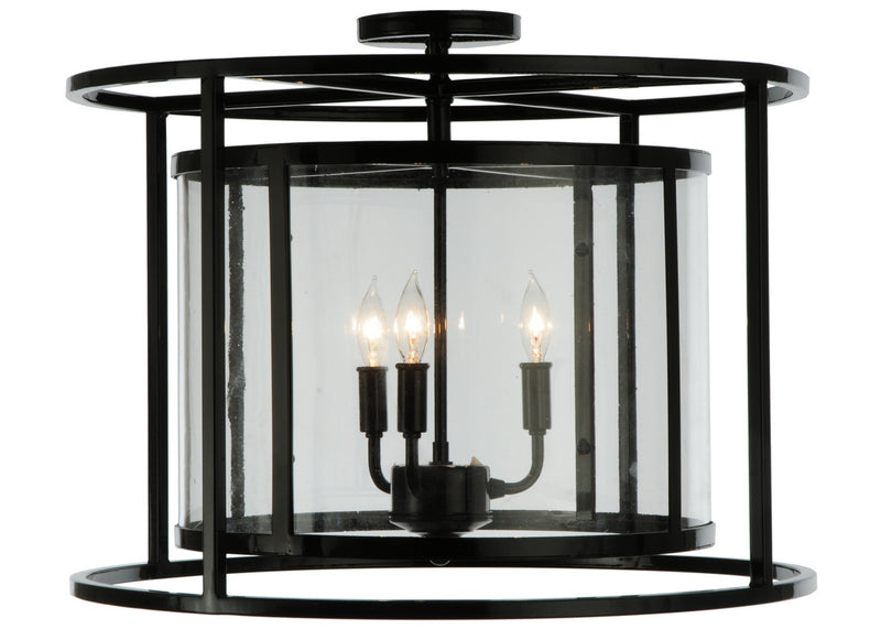 Meyda Tiffany 139845 Three Light Flushmount, Mirror Black