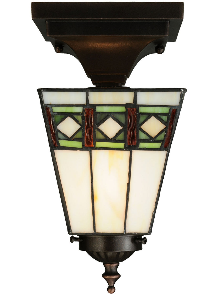 Meyda Tiffany 139925 One Light Flushmount, Mahogany Bronze