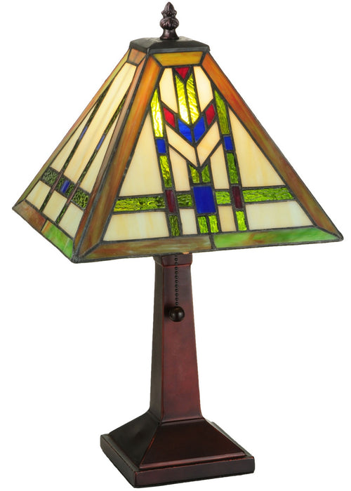 Meyda Tiffany 139973 One Light Table Base, Beige Green Lt Blue Burgundy