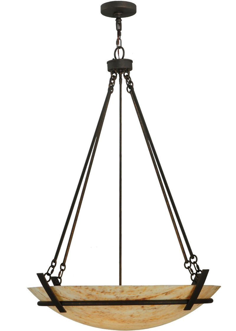 Meyda Tiffany 139985 Six Light Inverted Pendant, Gilded Tobacco
