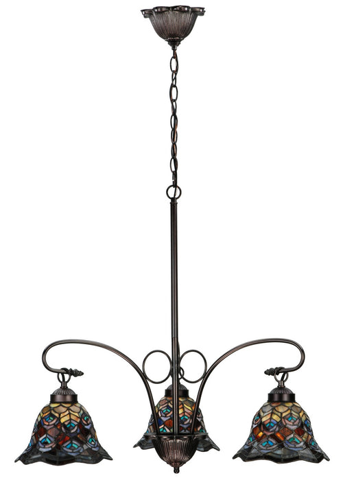 Meyda Tiffany 140351 Three Light Chandelier, Mahogany Bronze