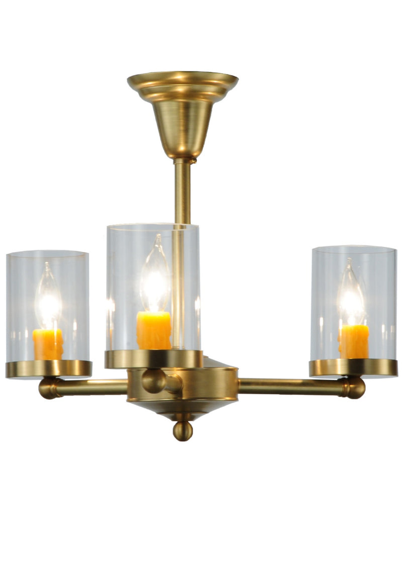 Meyda Tiffany 140495 Three Light Semi-Flushmount, Natural Brass