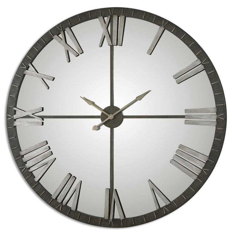 Uttermost 06419 Wall Clock, Rustic Bronze w/Silver Highlights