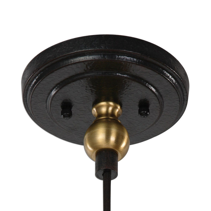 Uttermost 22052 One Light Pendant, Hammered Antique Brass
