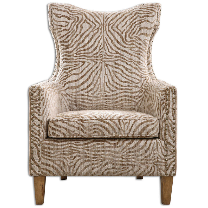 Uttermost 23208 Arm Chair, Stripes In Light, Airy Neutrals