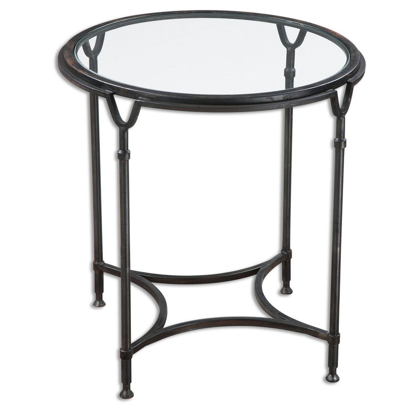 Uttermost 24469 Side Table, Black w/ Silver