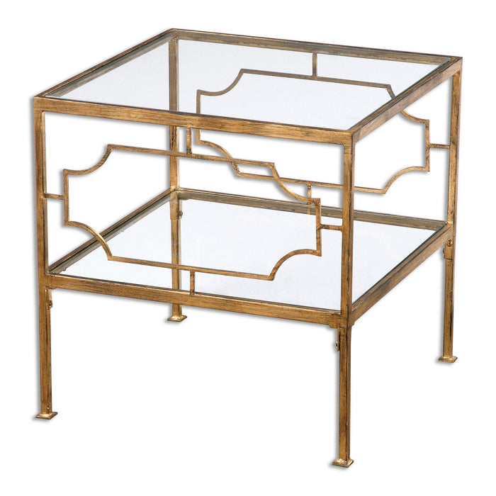 Uttermost 24477 Cube Table, Gold Leafed Iron