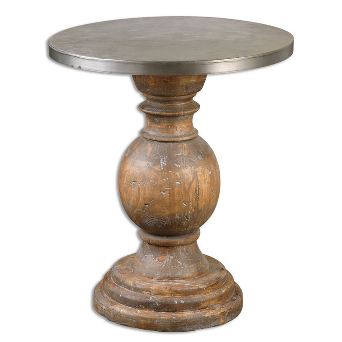 Uttermost 24491 Accent Table, Aluminum/Weathered Fir Wood