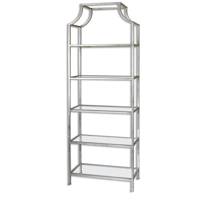 Uttermost 24514 Etagere, Silver Leafed Iron w/ Clear