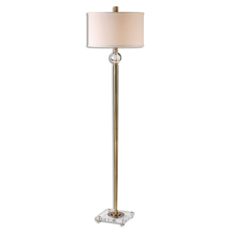 Uttermost 28635-1 One Light Floor Lamp, Brush Brass