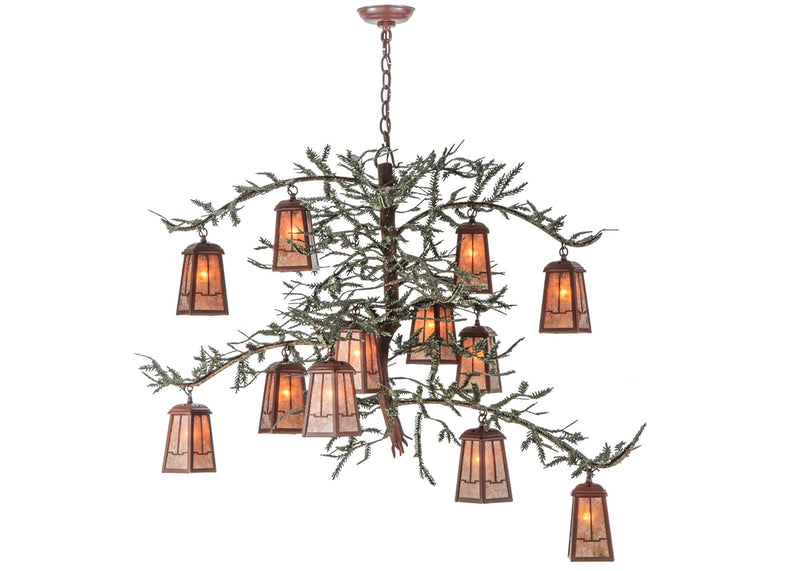 Meyda Tiffany 140897 12 Light Chandelier, Rust/Green Branches