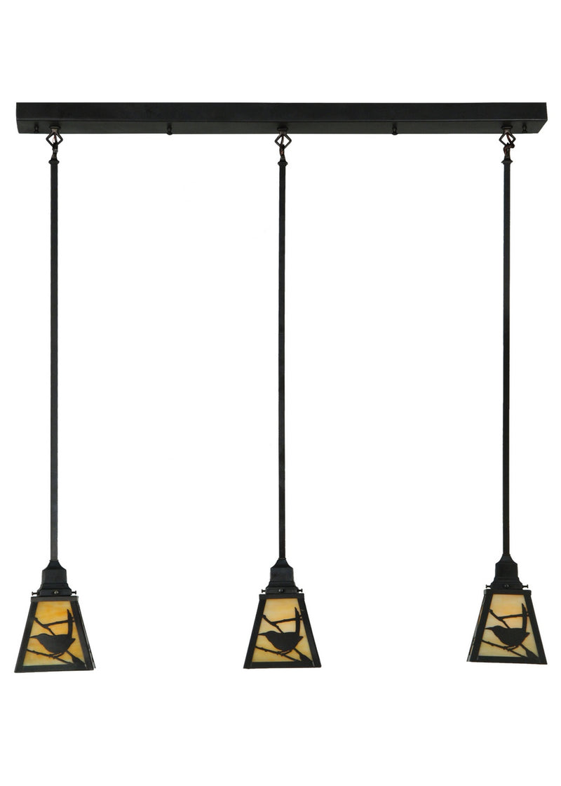 Meyda Tiffany 140984 Three Light Island Pendant, Craftsman Brown