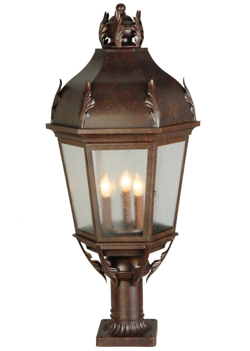 Meyda Tiffany 141105 Three Light Post Mount, Rusty Nail