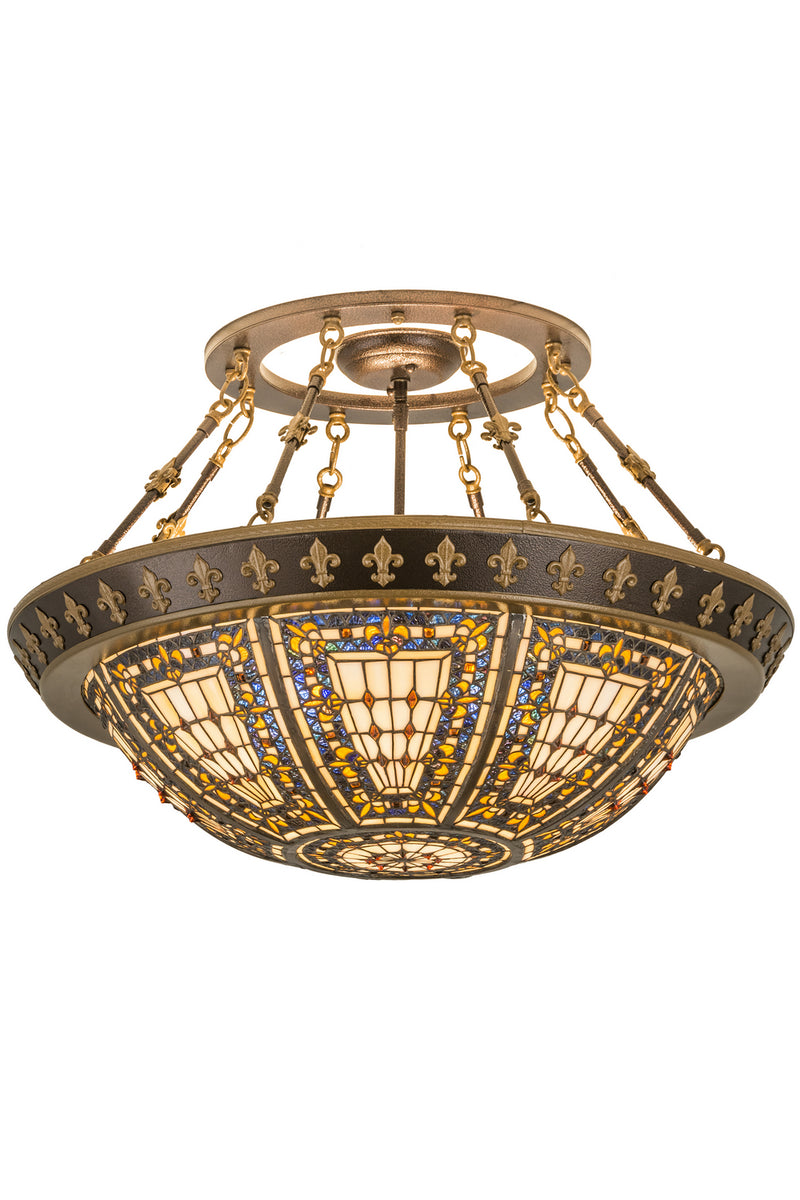 Meyda Tiffany 141232 Four Light Semi-Flushmount, Nu Gold & Copper Vein