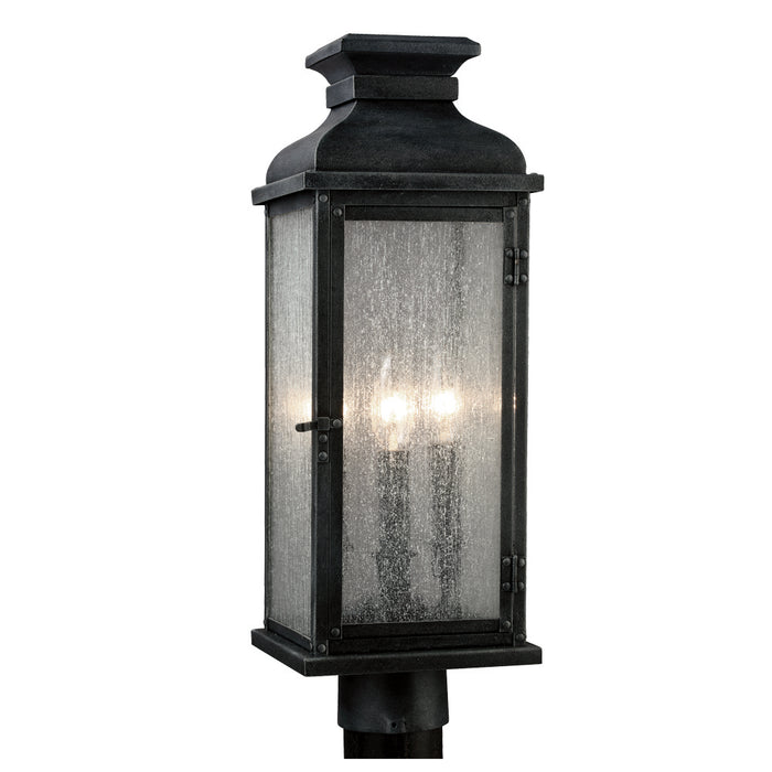 Visual Comfort Studio OL11107DWZ Three Light Post Lantern, Dark Weathered Zinc