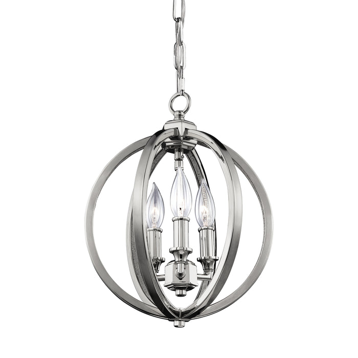 Visual Comfort Studio F3059/3PN Three Light Pendant, Polished Nickel