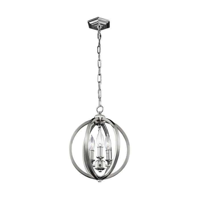 Visual Comfort Studio F3059/3PN Three Light Pendant, Polished Nickel